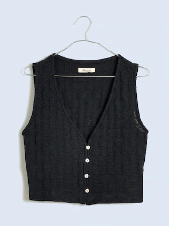 Madewell Tops - Madewell Basketweave-Stitch Vest in True Black XS